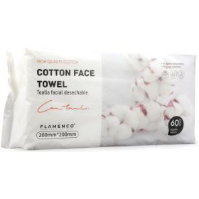 Toalla Facial Desechable Algodon 20x20 60pcs Flamenco