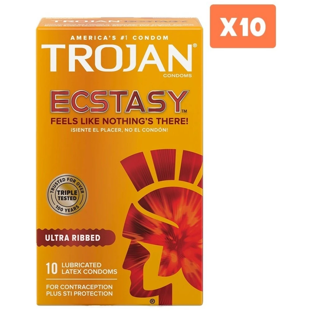 Preservativos De Latex Lubricados Ecstasy 10U Trojan
