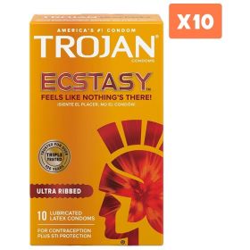 Preservativos de Latex Lubricados Ecstasy 10u Trojan