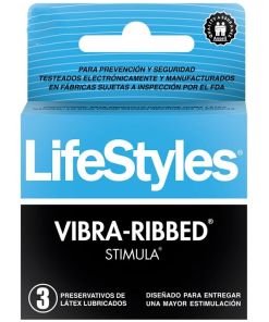 Preservativos de Latex Lubricados Vibra-Ribbed 3u Lifestyles
