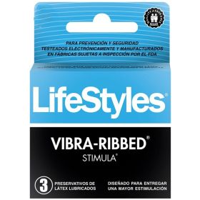 Preservativos de Latex Lubricados Vibra-Ribbed 3u Lifestyles