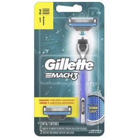 Maquina De Afeitar Mach3 2 Cartuchos Con Aqua Grip Gillette