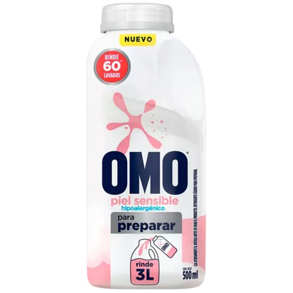 Omo Detergente Para Diluir Piel Sensible 60 Lavados 500Ml