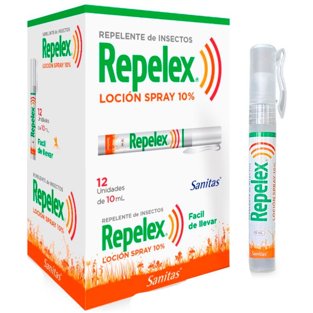 Locion Repelente De Insectos 10% Deet 12U 10Ml Cu Repelex