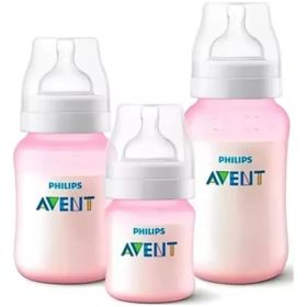 Kit Triple Mamaderas Avent Scy119/19 125Ml 260Ml 330Ml Rosa