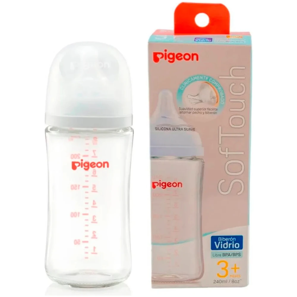Mamadera De Vidrio Pigeon 240 Ml Color Transparente