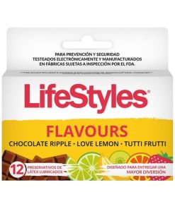 Preservativos De Latex Lubricados Flavours 12u Lifestyles