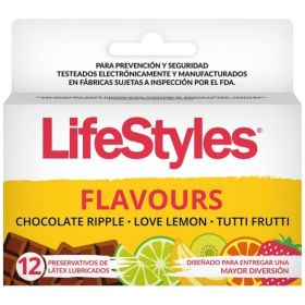 Preservativos De Latex Lubricados Flavours 12u Lifestyles