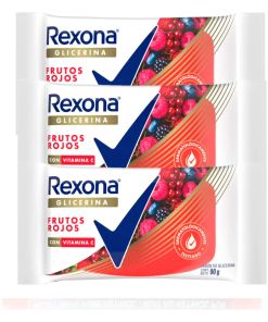 Rexona Glicerina Frutos Rojos Pack 3 Uni 90g C/u
