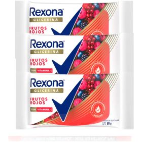 Rexona Glicerina Frutos Rojos Pack 3 Uni 90g C/u