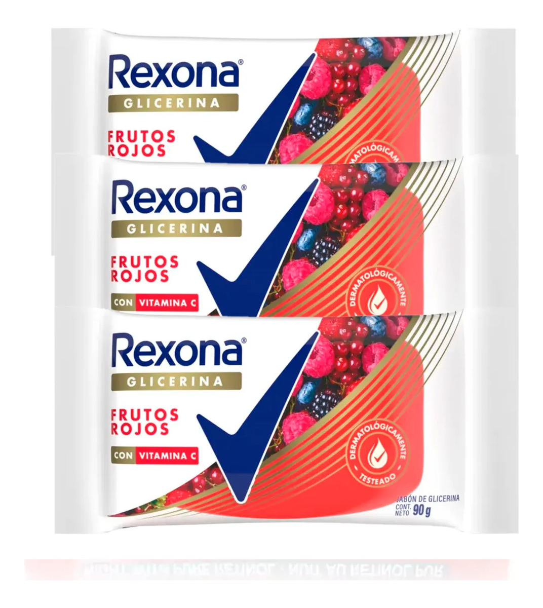 Rexona Glicerina Frutos Rojos Pack 3 Uni 90G C/U 1 Rexona Glicerina Frutos Rojos Pack 3 Uni 90G C/U