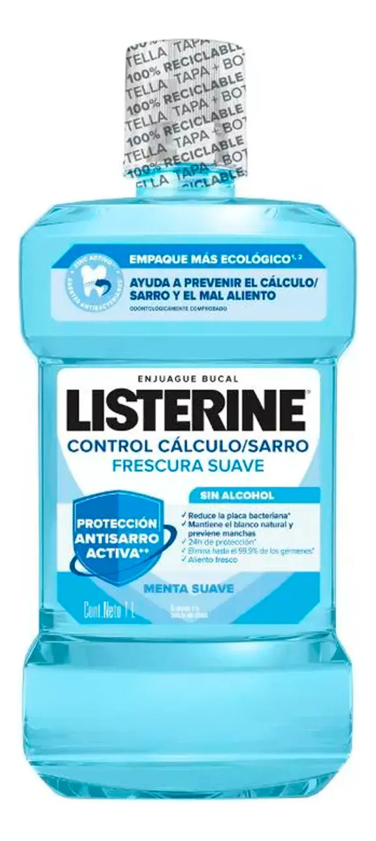 Listerine Enjuague Bucal Control Calculo Frescura Suave 1L 1 Listerine Enjuague Bucal Control Calculo Frescura Suave 1L