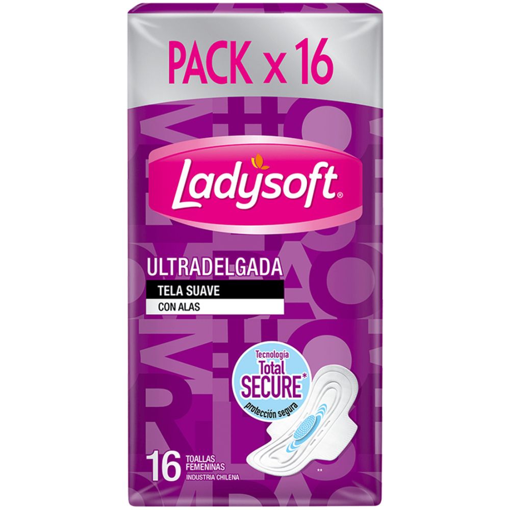 Toalla Femenina Ladysoft Ultradelgada Tela Suave 16 Un