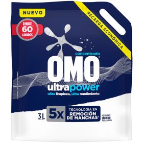 Recarga Detergente Liquido Concentrado Ultra Power 3L Omo