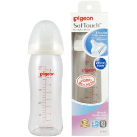 Pigeon Mamadera De Vidrio Boca Ancha 240ml Transparente
