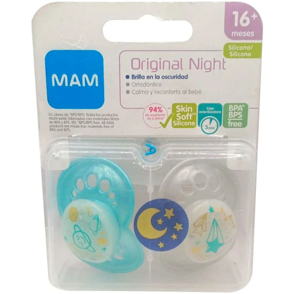 Mam Chupetes Original Night 16 Meses Planeta 2 U - Imagen 1