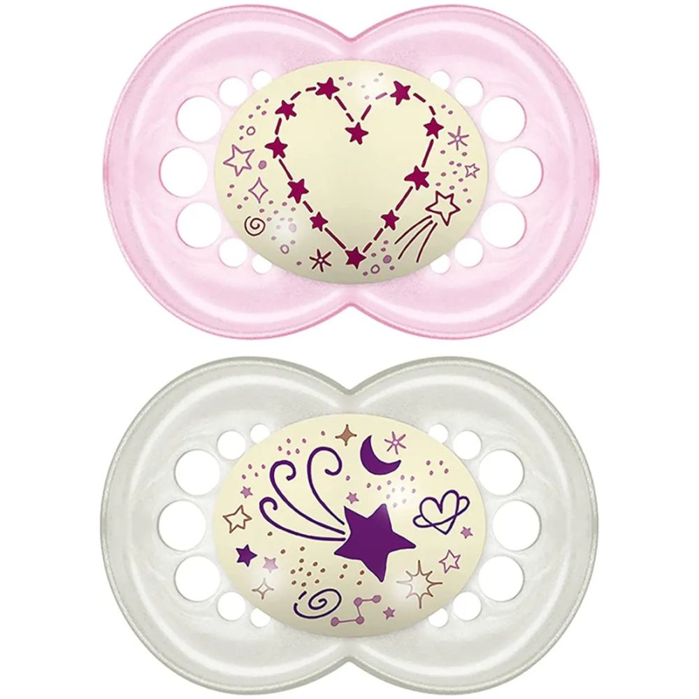 Mam Chupete Original Night 16 Meses Corazon Rosa 2Un - Imagen 1