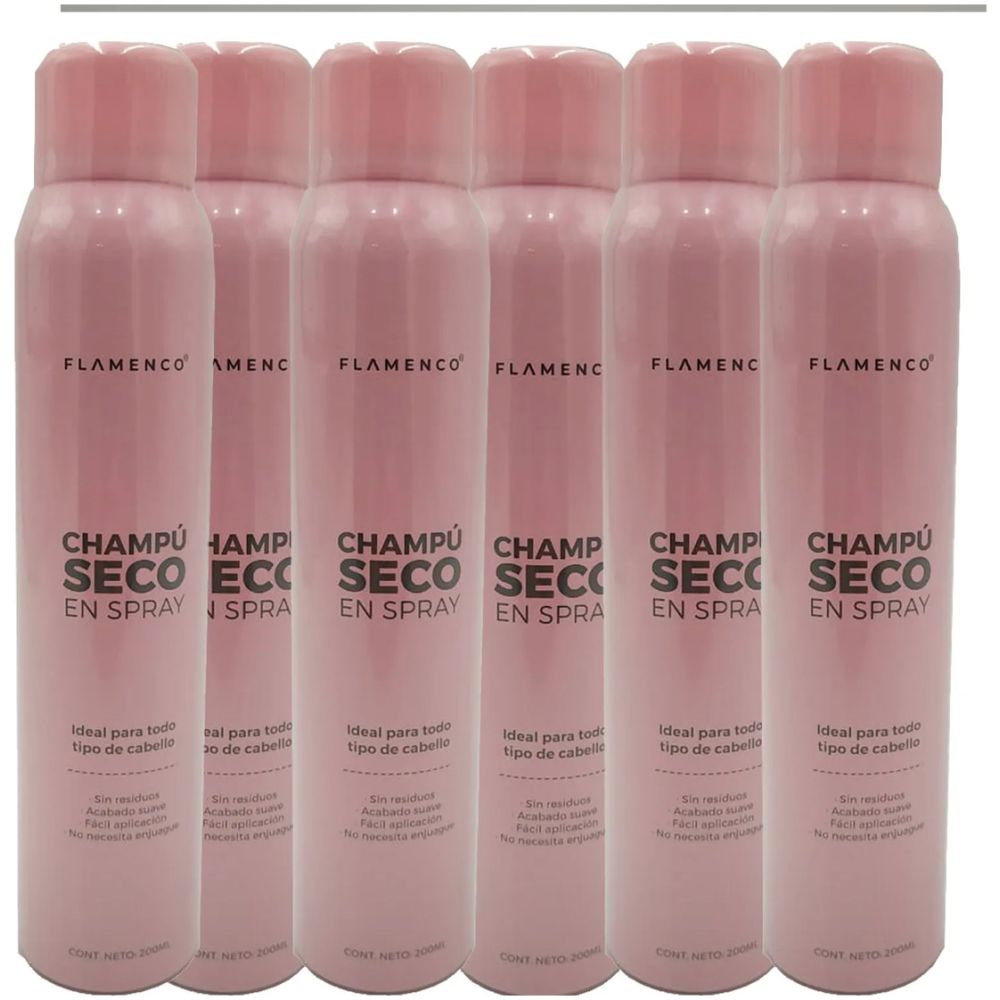 Pack Flamenco Shampoo Desengrasante Spray En Seco 200 M 6U - Imagen 1