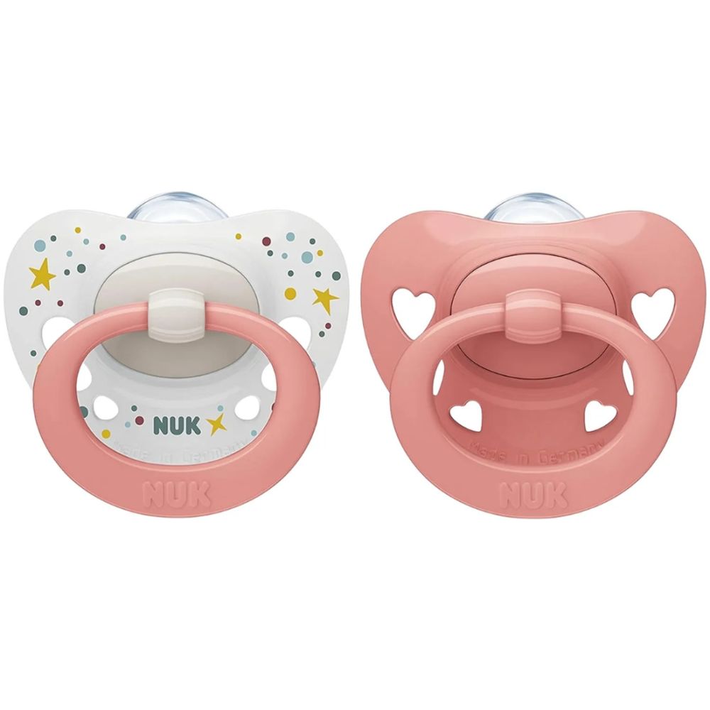 Nuk Chupetes Corazon Rosa 0-6 Meses 2 Un - Imagen 1