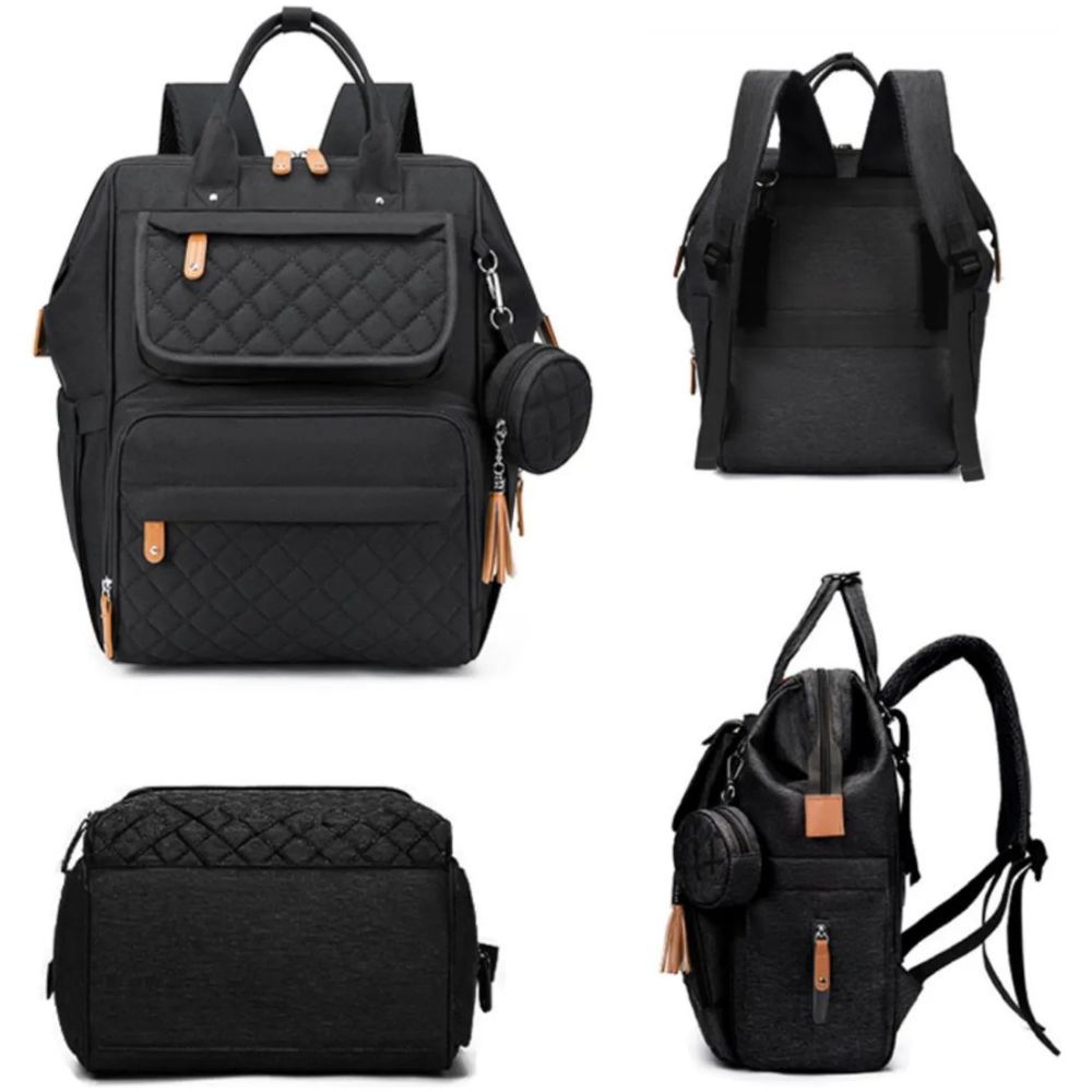 Mochila Negra Pañalera 40X29X18Cm - Imagen 1