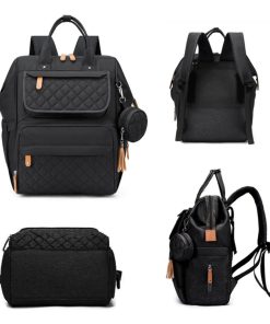 Mochila Negra Pañalera 40x29x18cm