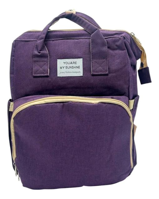 mochila pañalera grande violeta
