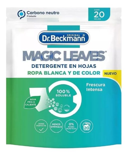 dr beckmann magic leaves detergente en hojas 20 hojas