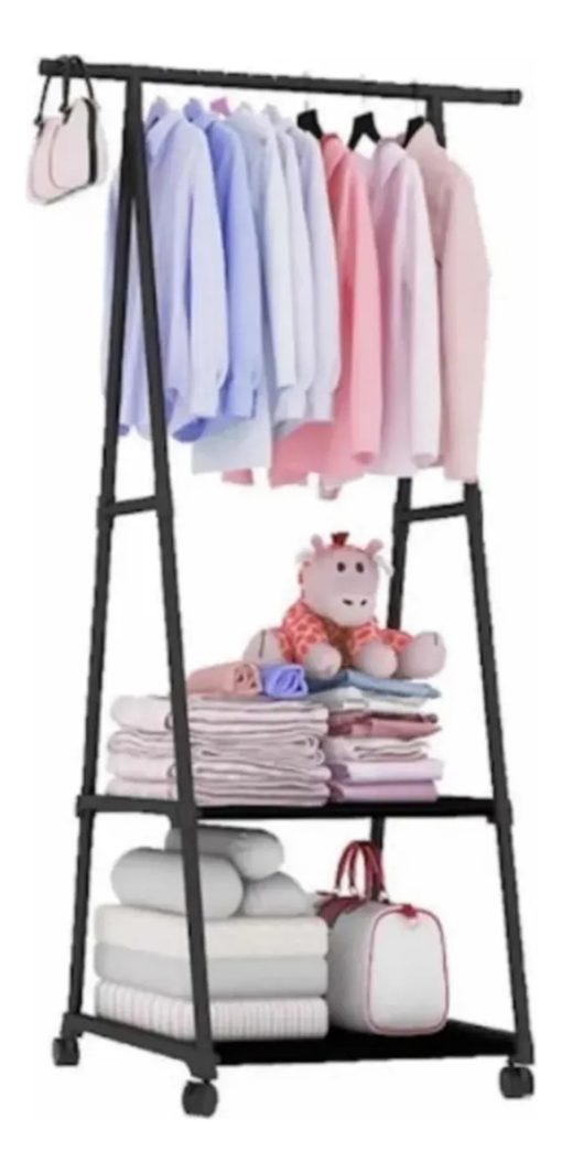 perchero colgador ropa ruedas estante triangular 55x42x160cm