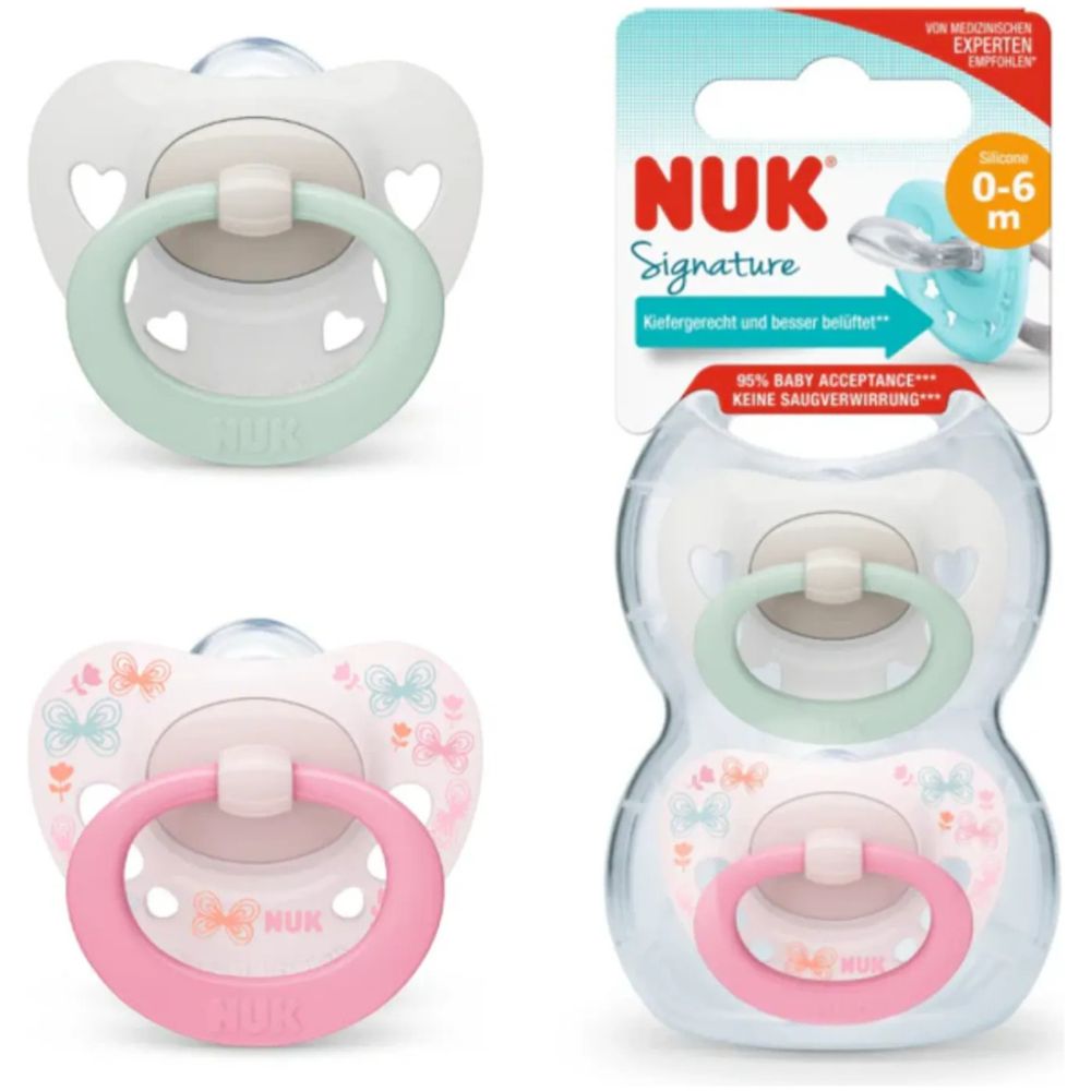 Nuk Chupete 0 A 6 M Corazon Blanco 2 U - Imagen 1