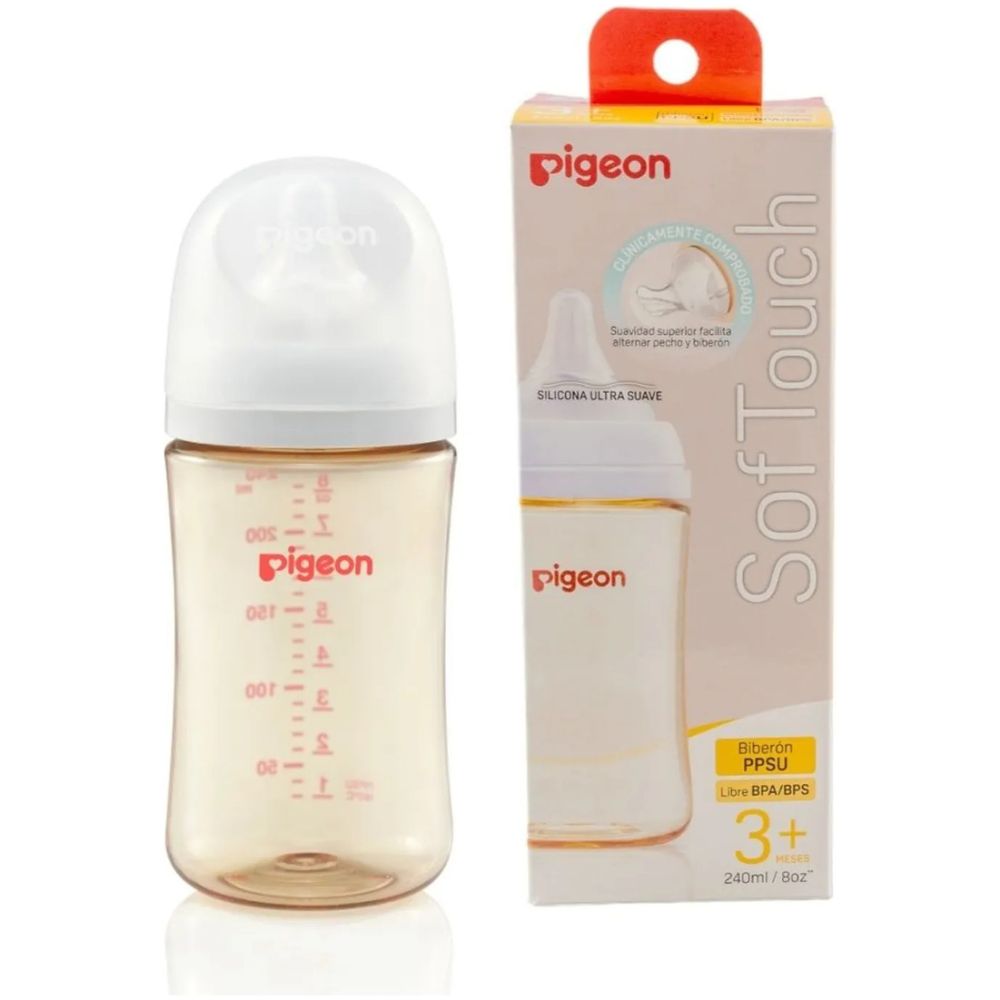 Pigeon Softouch Mamadera 3 Meses 240 Ml Amarilla - Imagen 1