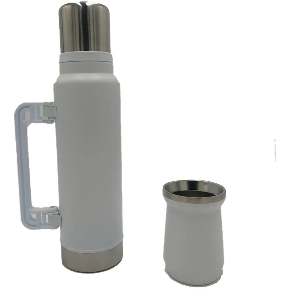 Juego De Termos Con Vaso Mate Blanco 1400Ml - Imagen 1