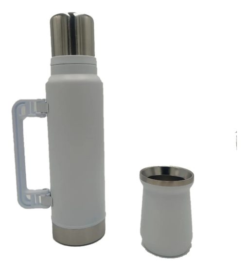 juego de termos con vaso mate blanco 1400ml