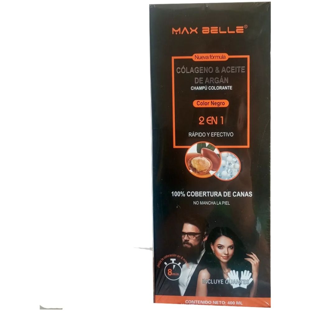 Max Belle Shampoo Colorante Negro 400 Ml - Imagen 1