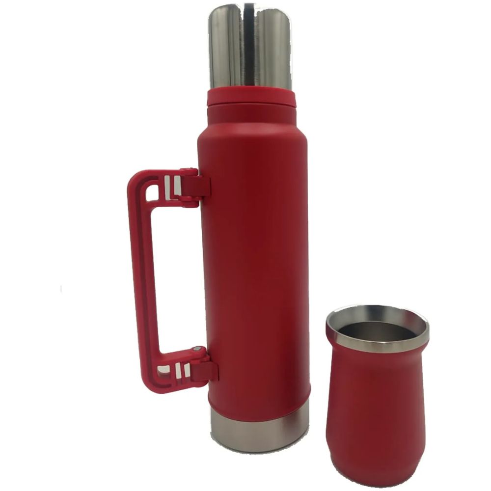 Juego De Termos Con Vaso Mate Rojo 1400Ml - Imagen 1