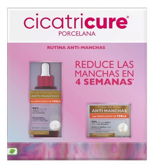 pack cicatricure porcelana sérum peeling 30ml crema gel 50 g