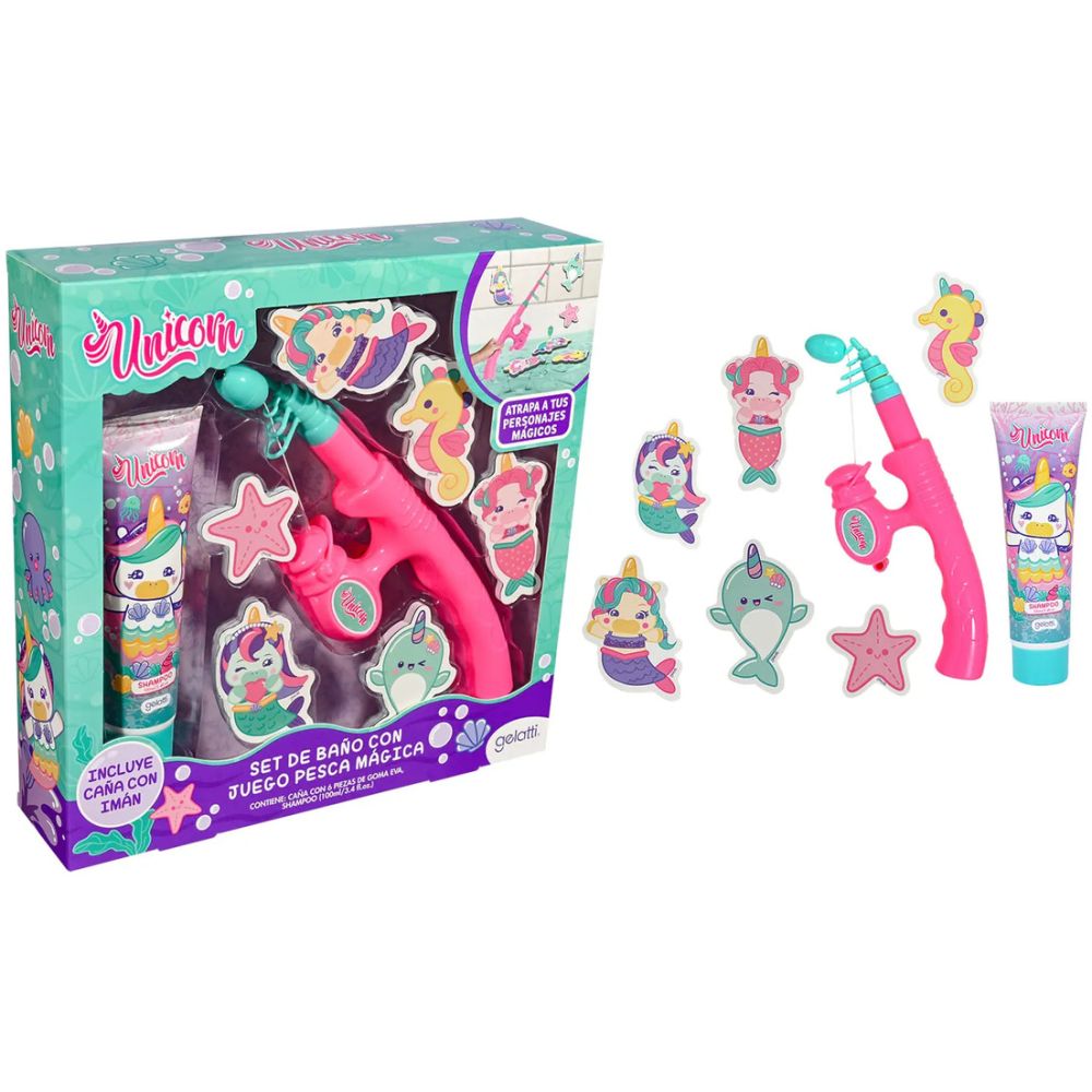 Set De Baño Unicornio Shampoo 100Ml + Juego Pesca Magica - Imagen 1