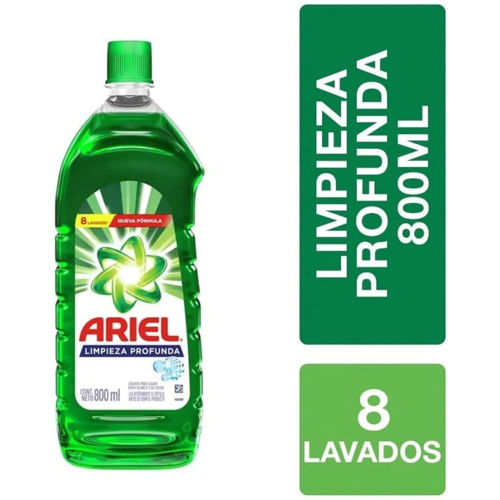 Ariel Detergente Liquido Limpieza Profunda 800Ml - Imagen 1