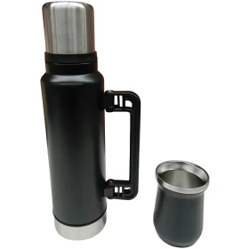 Juego De Termos Con Vaso Mate Negro 1300ml