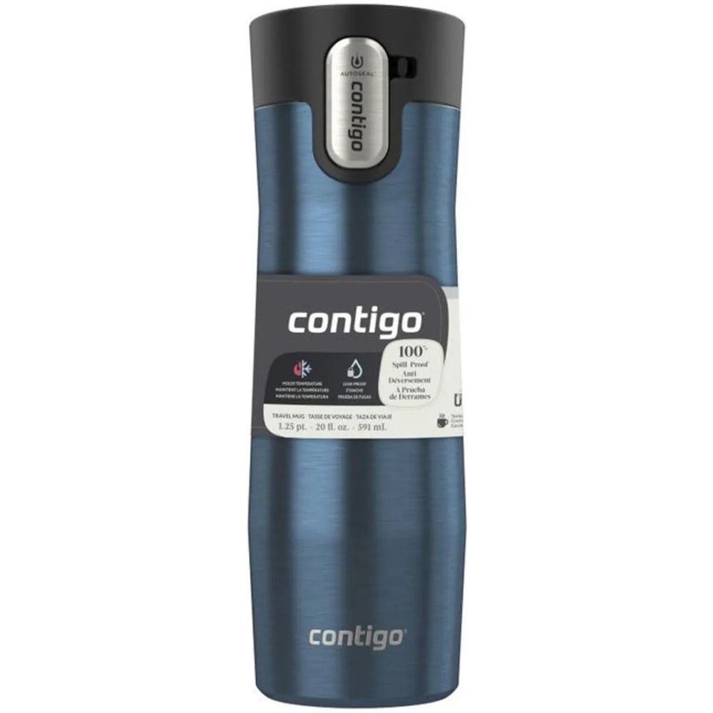 Mug Contigo Loop De Acero Inoxidable 591 Ml, Azul Metalizado - Imagen 1