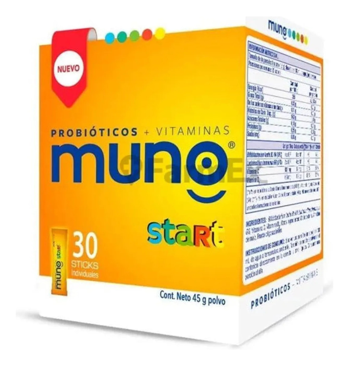 D_978782-Mlc88530380168_072025-F.jpg Muno Start Probioticos + Vitaminas 30 Sobres - Imagen 1